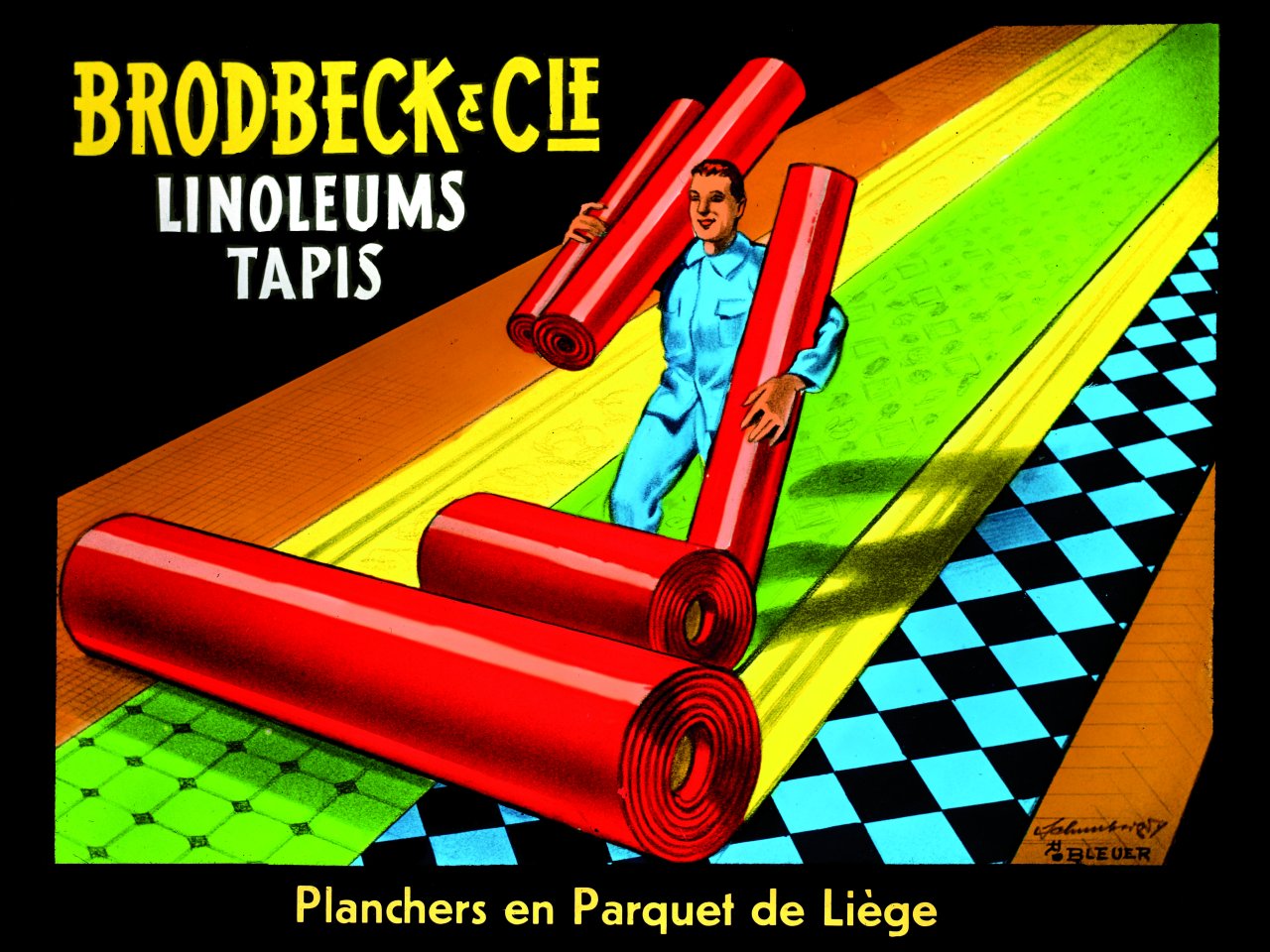 Farbiges BIld mit Titel Brodbeck Linoleum Teppich